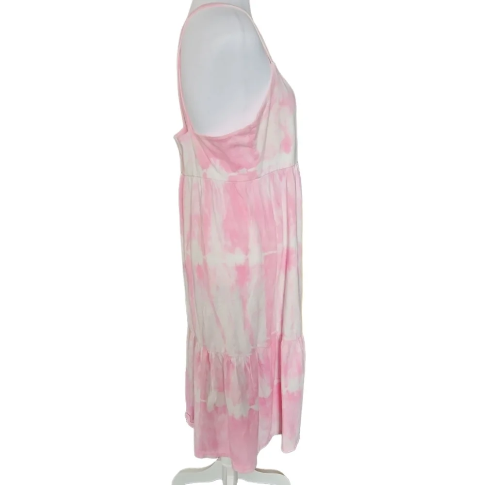 GAP Pink White Tie-Dye Midi Spaghetti Strap Babydoll Dress 100% Cotton PTP:18.5" - Picture 4 of 6